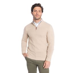 Sweater Cuello Alto Cierre Hombre Beige M