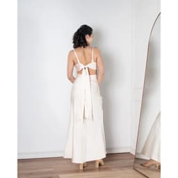 Vestido Largo de Fiesta Menorca Cut Out Champagne Blanco XS