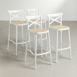 Pack 4 Taburete Piso Bar O Terraza Apilable 76cm Crossback Danubio Blancos Blanco