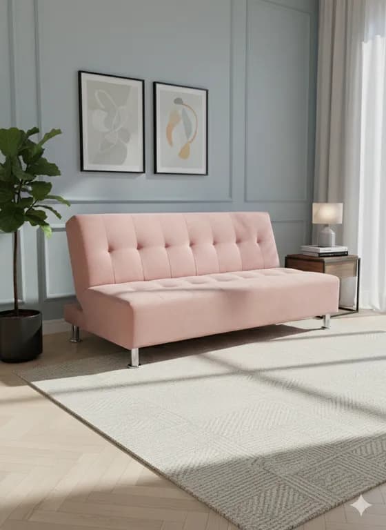 SOFA CAMA NEW PALO ROSA FELPA Rosado claro