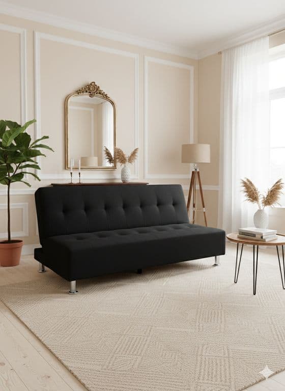 SOFA CAMA NEW NEGRO FELPA Negro