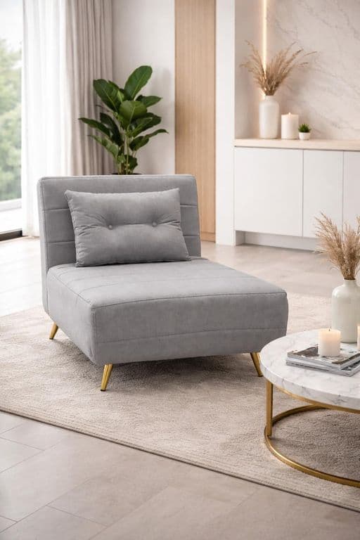 Sillon Sofa Cama Plegable Libano Gris Gris claro
