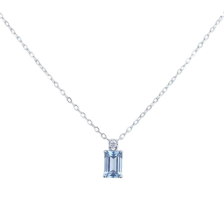 Collar Plata 925 Rect Aquamarina Plateado TALLA UNICA