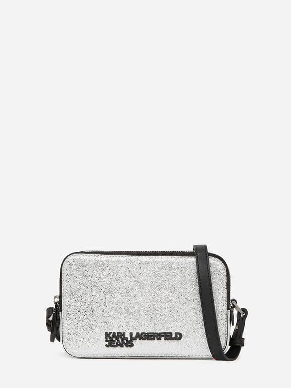 Cartera crossbody con acabado metalico Gris Gris TALLA UNICA