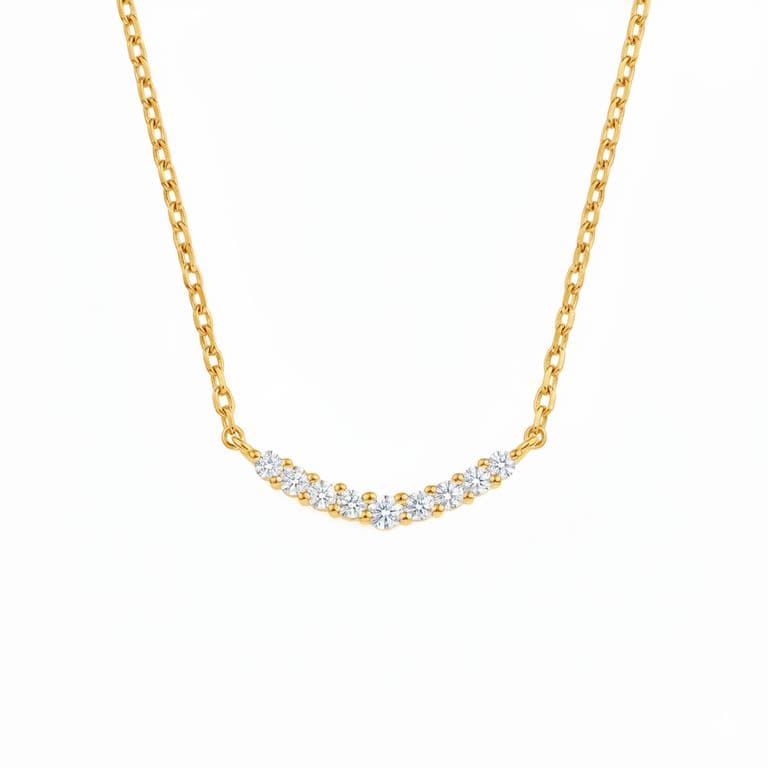 Collar Plata 925 Sonrisa Brillitos Dorado TALLA UNICA