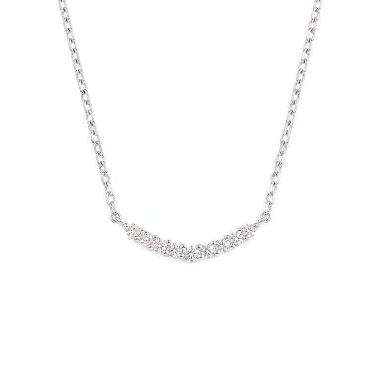 Collar Plata 925 Sonrisa Brillitos Plateado TALLA UNICA