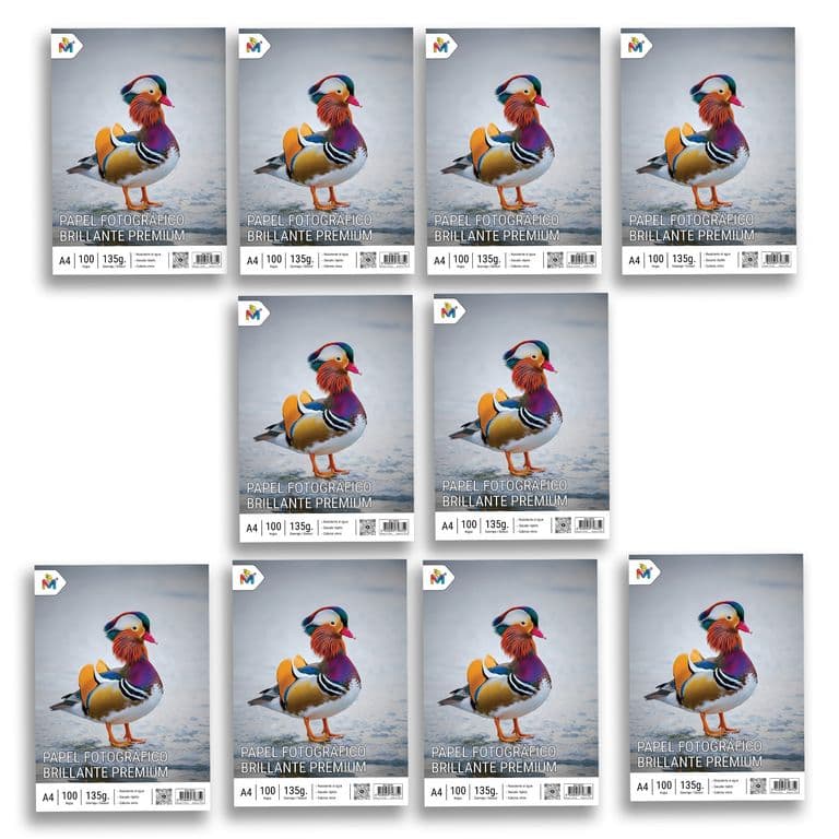 10 Unidades Papel Fotografico A4 135g Brillante Inkjet - 1000 Hojas Brillo