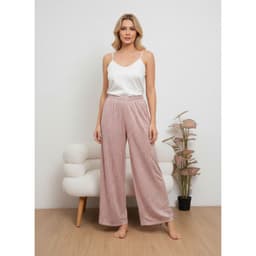 Pantalon Playero Mujer Recto Calado Tipo Broderie Verano 6621 Rosa S/M