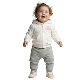 Conjunto Poleron y Pantalon Buzo Franela Bebe Nina Blanco 18 MESES
