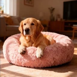 Cama Antiestres Felpa para Mascotas Perros Gatos 70cm Rosado