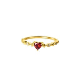 Anillo Plata 925 Bano Oro Corazon Granate Dorado 11