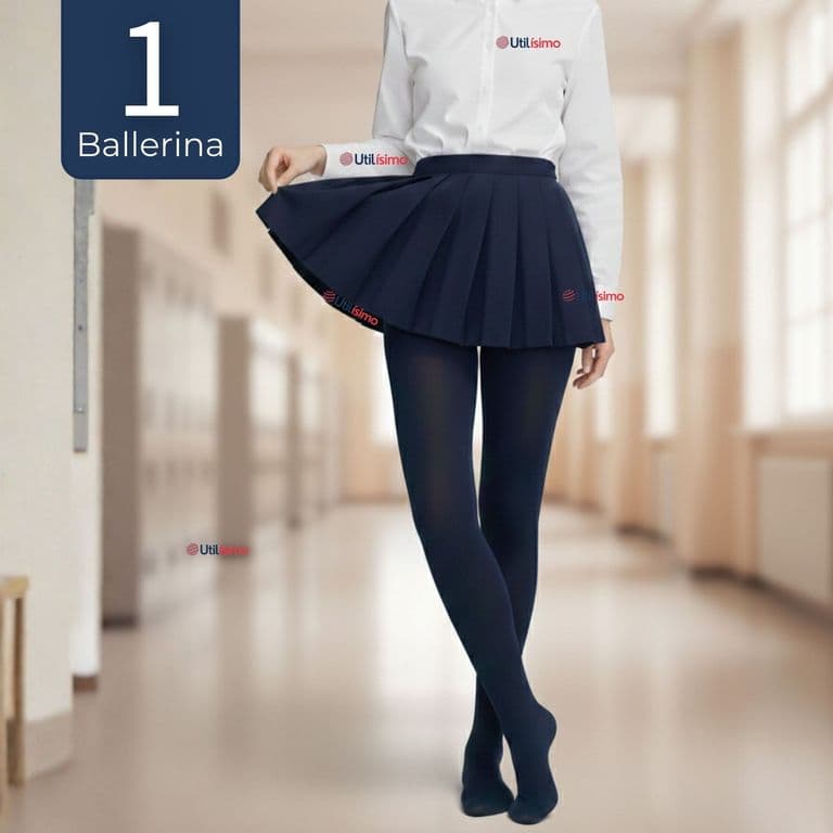 Ballerinas Escolares Nina Algodon Azul Azul 4-6