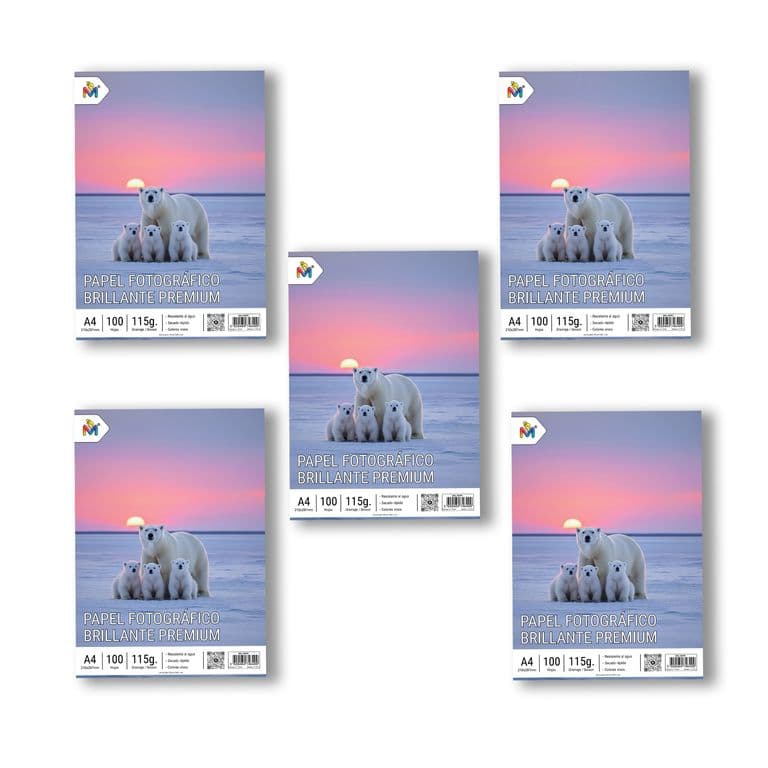 Combo 5 Papel Fotografico 115g - 500 Hojas Alta Resolucion
