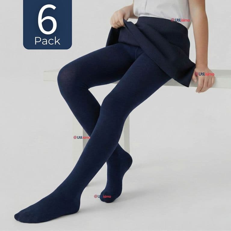 Pack 6 Ballerinas Escolares Nina Algodon Azul Azul 4-6
