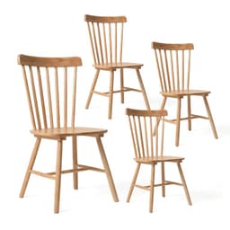 Pack 4 Sillas Comedor Madera Maciza Windsor Estilo Nordico Natural