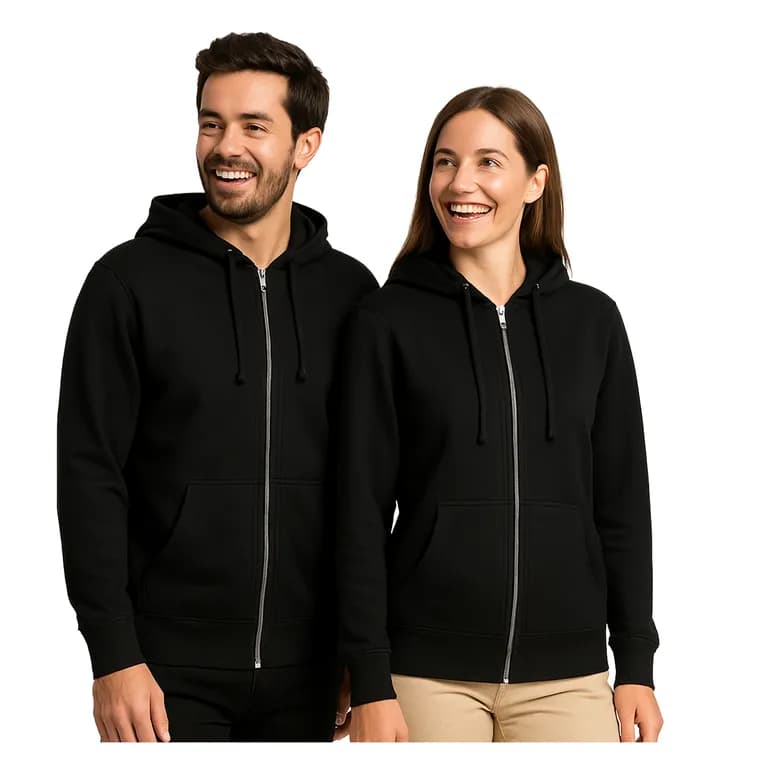 Poleron Canguro Cierre Metalico Vulpes Unisex Negro L