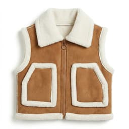Chaleco Borrego Unisex Sin Mangas Invierno Estilo Europeo Cafe 6