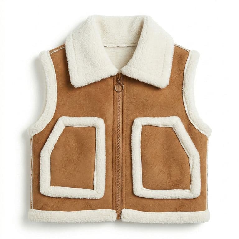 Chaleco Borrego Unisex Sin Mangas Invierno Estilo Europeo Cafe 6