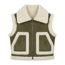 Chaleco Borrego Unisex Sin Mangas Invierno Estilo Europeo Verde 10