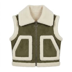 Chaleco Borrego Unisex Sin Mangas Invierno Estilo Europeo Verde 8