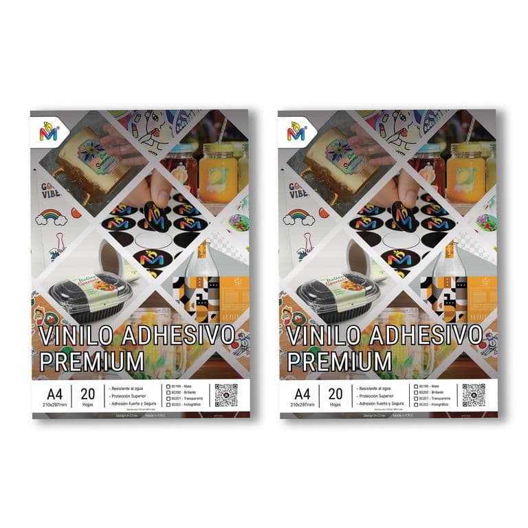 2 Unidades Vinilo Adhesivo A4 - 40 Hojas 100 Micras Inkjet