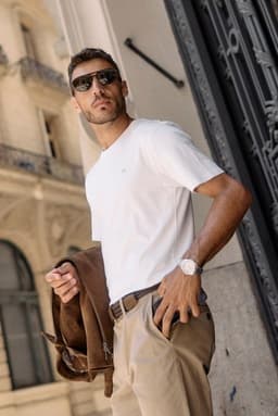 Polera Hombre Slim Corta Algodon Organico Blanco S
