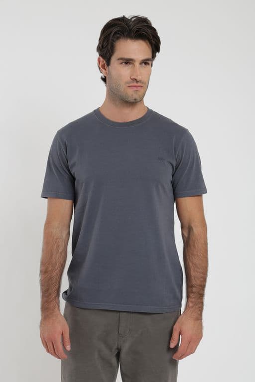 Polera Hombre Slim Corta Algodon Organico Gris M