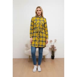 Camisa Lenadora Mujer Bluson Manga Larga Gruesa Botones A1653 Amarillo L