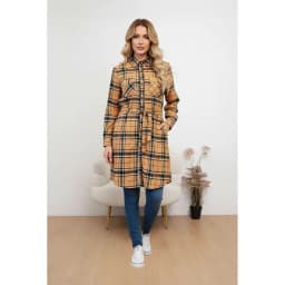 Camisa Lenadora Mujer Bluson Manga Larga Gruesa Botones A1653 Coral M