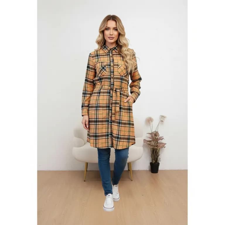 Camisa Lenadora Mujer Bluson Manga Larga Gruesa Botones A1653 Coral M