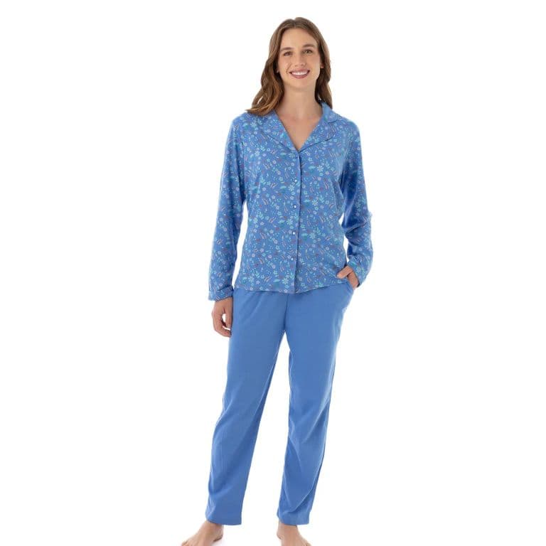 COD 1784 PIJAMA ALGODON ABIERTO, ESTAMPADO CHAQUETA Gris S