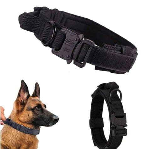 Collar Tactico para Mascotas Perros Talla L Color Negro