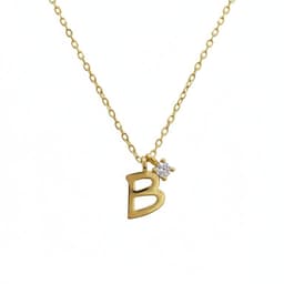 Collar Plata 925 Letra B Inicial P/Luz Dorado 45