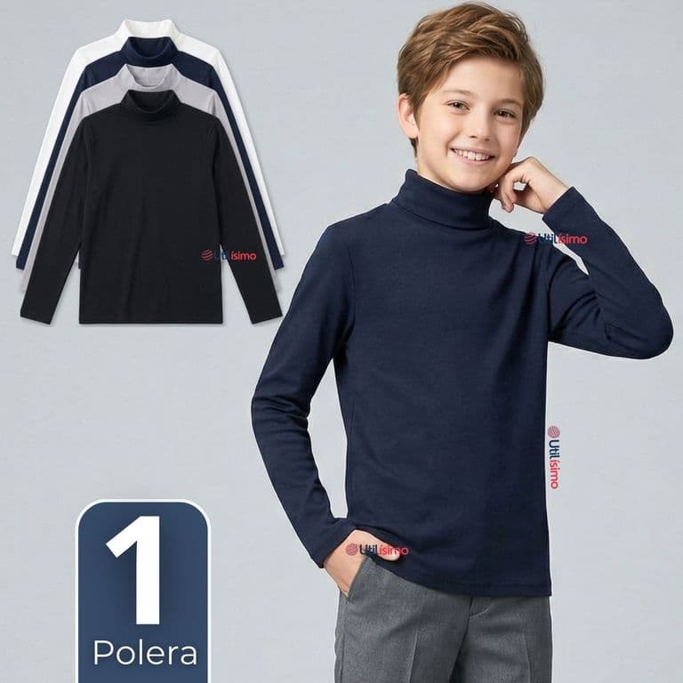 Polera Camiseta Polar Primera Capa Beatle Manga Larga Colores Surtido Nino Multicolor 5-6 ANOS