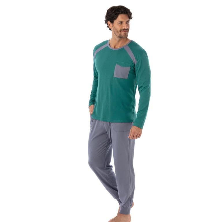 COD 3137 PIJAMA ALGODON CLASICO Verde M