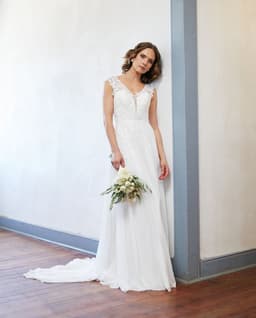 Vestido Largo de Novia Aura Gasa Ivory Blanco S