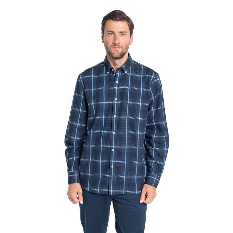 Camisa Cuadros Wall Street Azul Marino 2XL