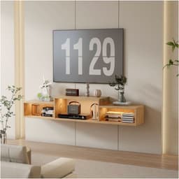 Rack Tv flotante 150x28x16cm Con Luz Variable y enchufe