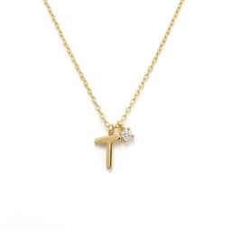 Collar Plata 925 Letra T Inicial P/Luz Dorado 45