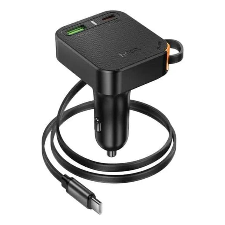 Cargador De Auto Usb + Usb C Con Cable Retractil Pd 65w
