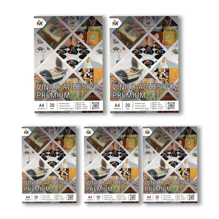 5x Papel Sticker Rainbow A4 - 100 Hojas 80um Mayorista Pro