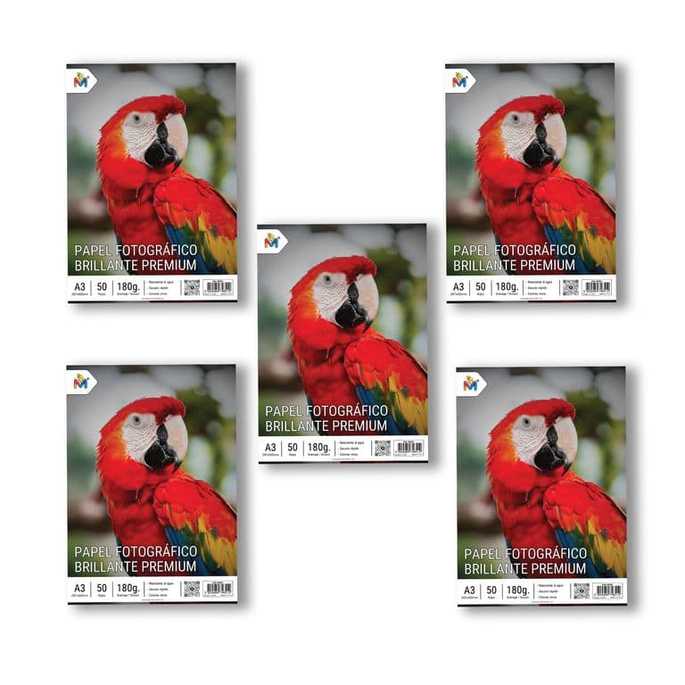 Pack 5 Papel Foto Brillante A3 - 250 Hojas 5760 Dpi Luxury