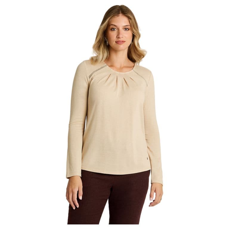 Polera Manga Larga Mujer Beige Beige XS