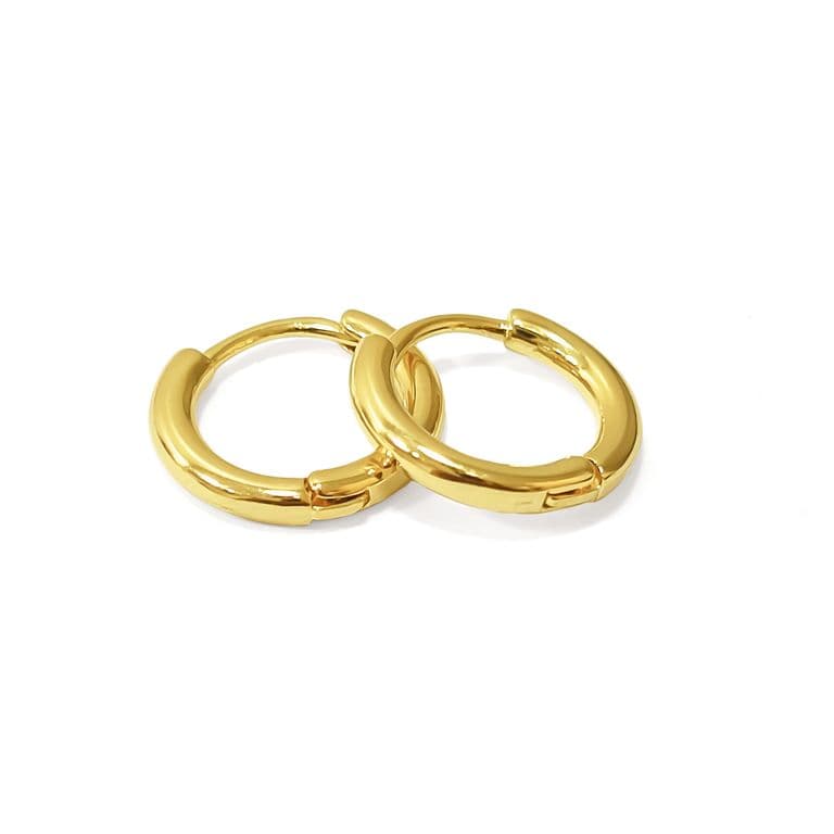 Aros Argollas Bisagra 13mm Enchapado Oro 18K Dorado TALLA UNICA