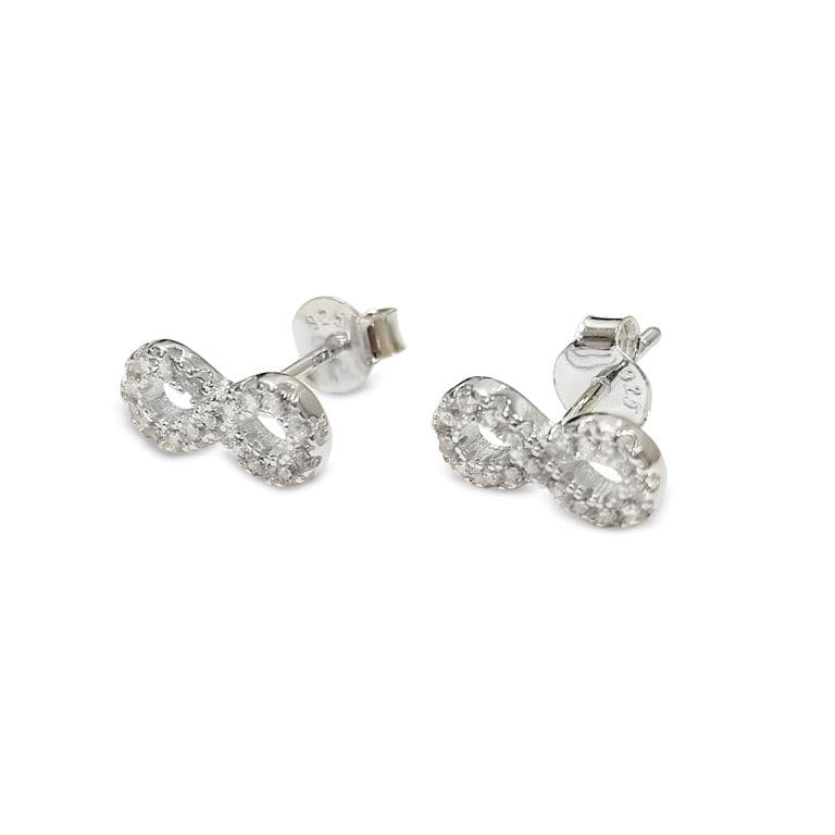 Aros Infinito Circon Mini Plata Fina 925 Plateado TALLA UNICA
