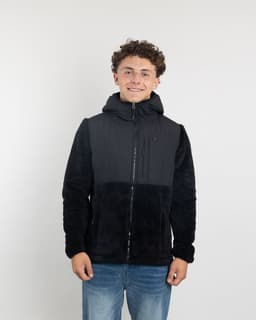 Poleron nino Polar shaggy con gorro Negro 12