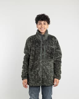 Poleron nino Polar shaggy Print sin gorro Verde 12