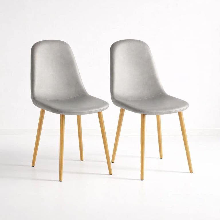 Pack de 2 Sillas Spoon Terciopelo - Gris Gris claro