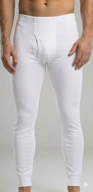 Calzoncillo Largo Para Hombre De Algodon Con Marrueco Blanco L