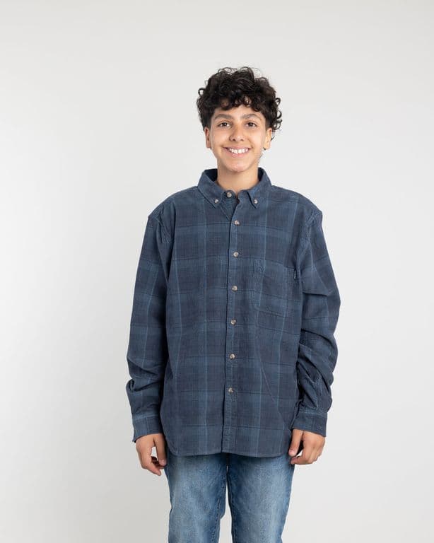 Camisa cotele juvenil a cuadros algodon Azul 12